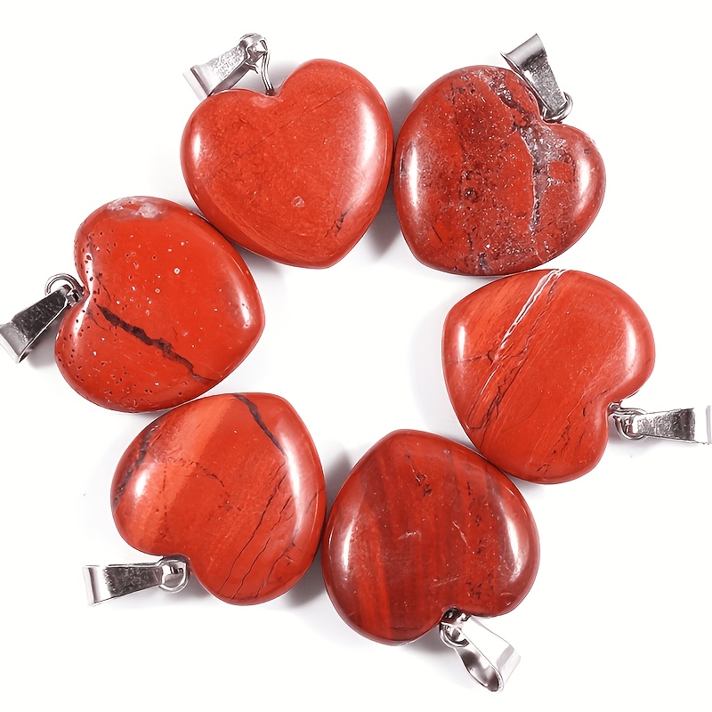 Set of 6 Natural Stone Red Pendant Necklaces